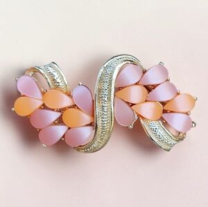 Vintage MCM Orange And Pink Moonglow Thermoset Brooch
